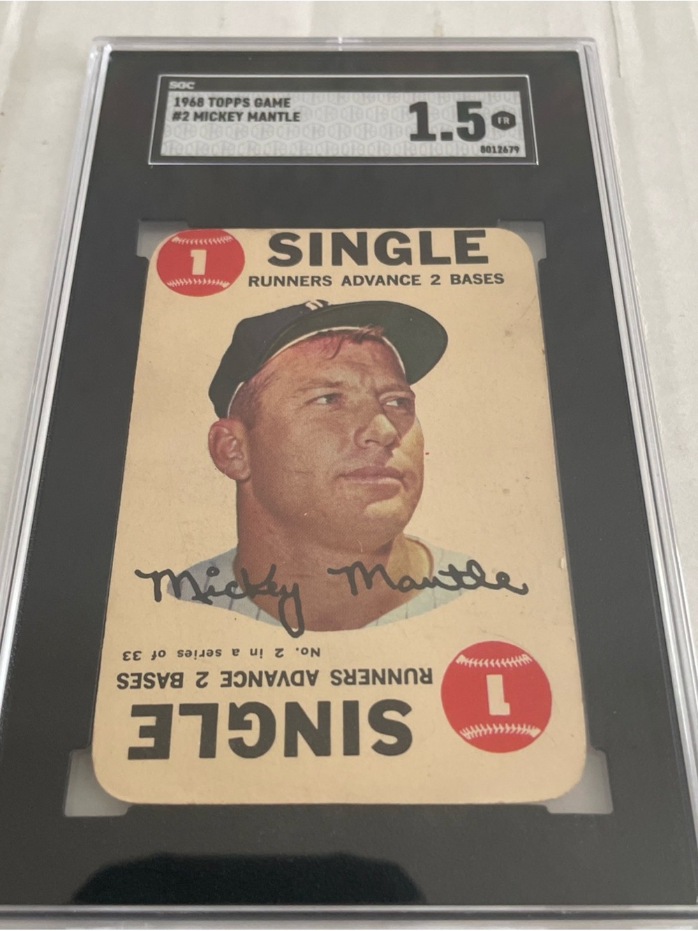 1968 Topps Game Mickey Mantle #2 Single Vintage Baseball MLB SGC 1.5